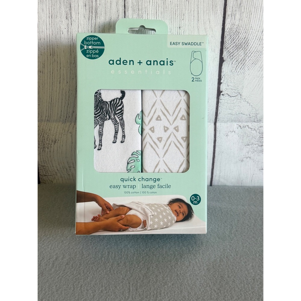 Aden + Anais Essentials Easy Swaddle 2 Pack Zebra Geometric 0-3M